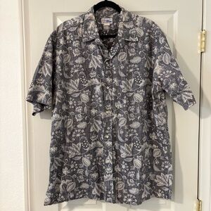 Reyn Spooner Men’s Hawaiian Floral Aloha Short Sleeve Shirt Gray Purple Size XXL